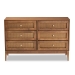 Baxton Studio Ramiel Mid-Century Modern Ash Walnut Finished Wood and Rattan 6-Drawer Dresser - BSOMG9005-Ash Walnut/Rattan-6DW-Dresser