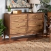 Baxton Studio Ramiel Mid-Century Modern Ash Walnut Finished Wood and Rattan 6-Drawer Dresser - BSOMG9005-Ash Walnut/Rattan-6DW-Dresser