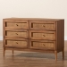Baxton Studio Ramiel Mid-Century Modern Ash Walnut Finished Wood and Rattan 6-Drawer Dresser - BSOMG9005-Ash Walnut/Rattan-6DW-Dresser