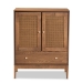 Baxton Studio Ramiel Mid-Century Modern Ash Walnut Finished Wood and Rattan 1-Drawer Sideboard - BSOMG9005-Ash Walnut/Rattan-Sideboard