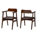 Baxton Studio Cleo Mid-Century Modern Espresso Leather Effect Fabric and Dark Brown Finished Wood 2-Piece Dining Chair Set