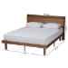Baxton Studio Decker Mid-Century Modern Transitional Walnut Brown Finished Wood Queen Size Platform Bed with Charging Station - BSOMG0081S-Walnut-Queen