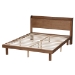 Baxton Studio Decker Mid-Century Modern Transitional Walnut Brown Finished Wood Queen Size Platform Bed with Charging Station - BSOMG0081S-Walnut-Queen