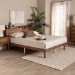 Baxton Studio Decker Mid-Century Modern Transitional Walnut Brown Finished Wood Queen Size Platform Bed with Charging Station - BSOMG0081S-Walnut-Queen