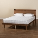 Baxton Studio Decker Mid-Century Modern Transitional Walnut Brown Finished Wood Queen Size Platform Bed with Charging Station - BSOMG0081S-Walnut-Queen