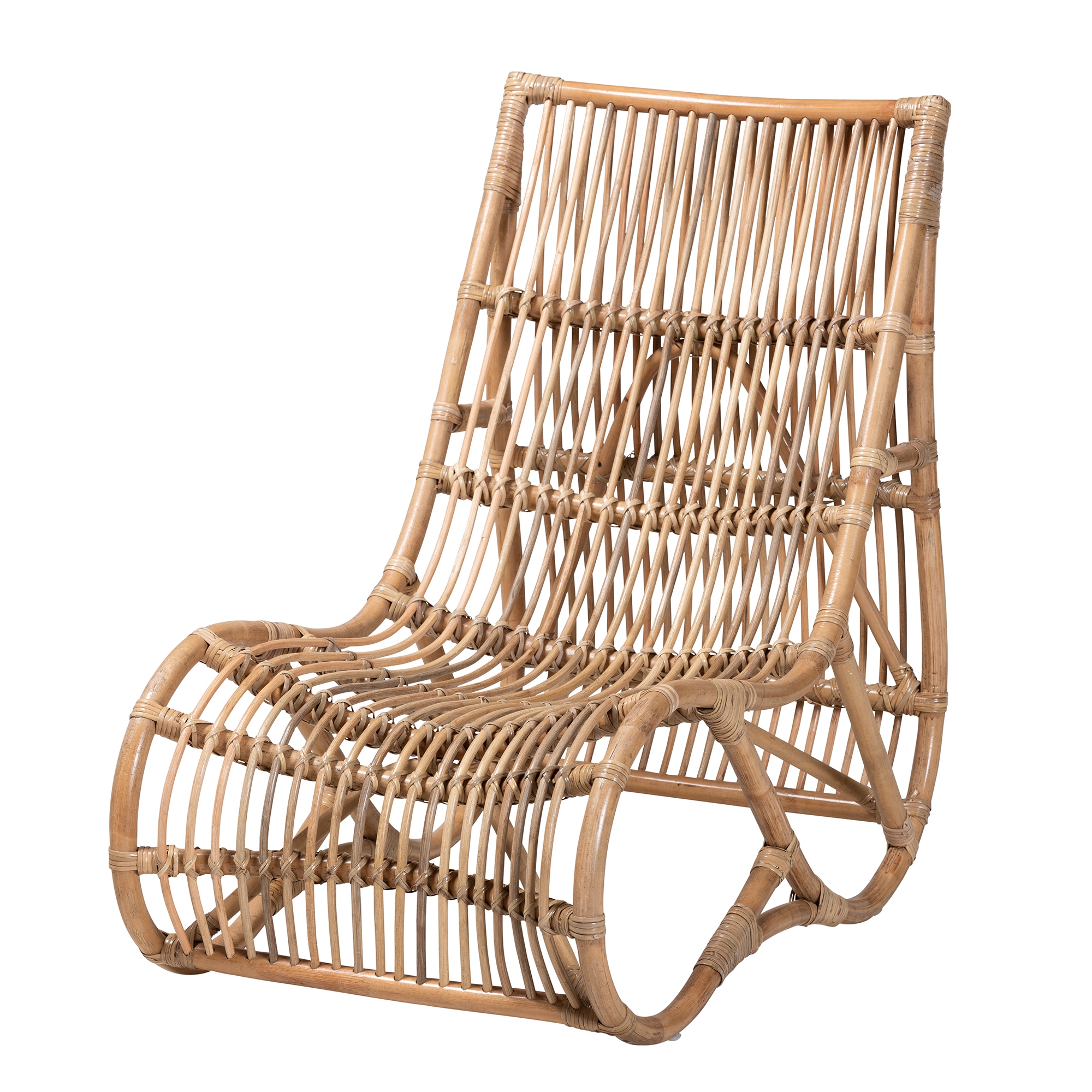 Baxton Studio Genera Modern Bohemian Natural Rattan Lounge Chair