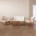 Baxton Studio Aliane Modern Bohemian Natural Brown Antique Rattan 4-Piece Living Room Set - BSODC8041-Rattan-4PC Living Room Set