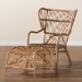 Baxton Studio Lamaria Modern Bohmenian Natural Brown Antique Rattan 2-Piece Chair and Footstool Set - BSODC9099-Rattan-2PC Set