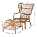 Baxton Studio Lamaria Modern Bohmenian Natural Brown Antique Rattan 2-Piece Chair and Footstool Set - BSODC9099-Rattan-2PC Set
