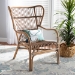 bali & pari Lamaria Modern Bohmenian Natural Brown Antique Rattan Armchair - BSODC9099-Rattan-CC