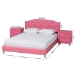Baxton Studio Canterbury Contemporary Glam Pink Faux Leather Upholstered Full Size 3-Piece Bedroom Set - BSOBBT6440-Full-Pink-3PC Set