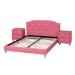 Baxton Studio Canterbury Contemporary Glam Pink Faux Leather Upholstered Full Size 3-Piece Bedroom Set - BSOBBT6440-Full-Pink-3PC Set