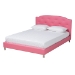 Baxton Studio Canterbury Contemporary Glam Pink Faux Leather Upholstered Full Size 3-Piece Bedroom Set - BSOBBT6440-Full-Pink-3PC Set