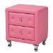 Baxton Studio Canterbury Contemporary Glam Pink Faux Leather Upholstered Full Size 3-Piece Bedroom Set - BSOBBT6440-Full-Pink-3PC Set