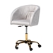 Baxton Studio Ravenna Contemporary Glam and Luxe Grey Velvet Fabric and Gold Metal Swivel Office Chair - BSODC168-Grey Velvet/Gold-Office Chair