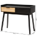 Baxton Studio Kalani Mid-Century Modern Two-Tone Espresso Brown and Natural Brown Finished Wood 2-Drawer Console Table - BSOSR191533-Brown/Tan Rattan-Console Table