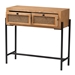 Baxton Studio Santino Modern Industrial Natural Brown Finished Wood and Black Metal 2-Drawer Console Table - BSOJY21A001-Wood/Metal-Console
