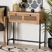 Baxton Studio Santino Modern Industrial Natural Brown Finished Wood and Black Metal 2-Drawer Console Table - BSOJY21A001-Wood/Metal-Console