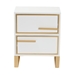 Baxton Studio Giolla Contemporary Glam and Luxe White Finished Wood and Gold Metal 2-Drawer End Table - BSOJY21A014-Wood/Metal-White/Gold-ET