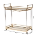 Baxton Studio Savannah Contemporary Glam and Luxe Gold Metal and Glass Wine Cart - BSOJY21A018-Gold-Cart