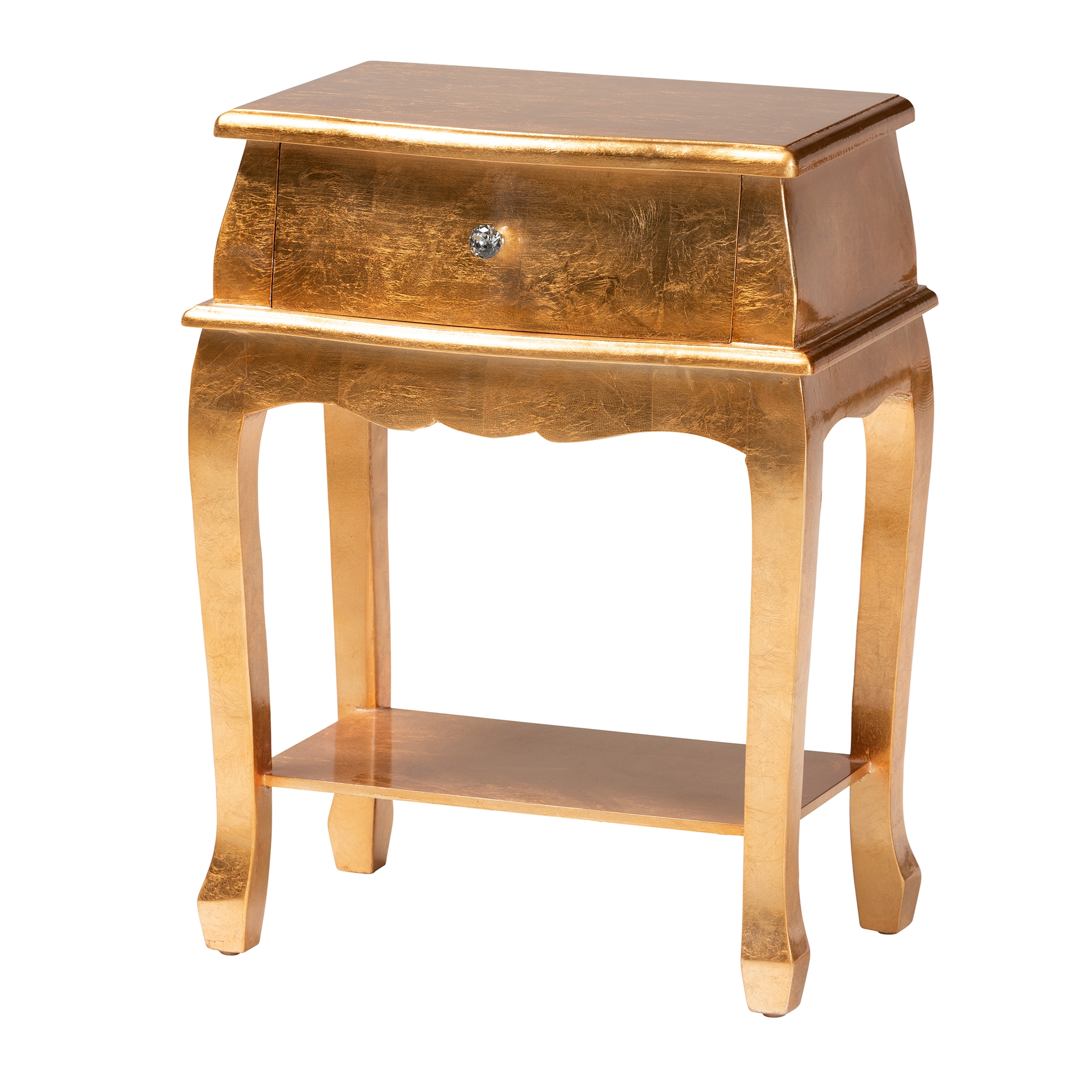 Baxton Studio Harriet Classic and Traditional Gold Finished Wood 1-Drawer End Table