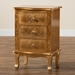 Baxton Studio Newton Classic and Traditional Gold Finished Wood 3-Drawer End Table - BSOJY18A094-Gold-ET