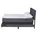 Baxton Studio Abberton Modern and Contemporary Grey Velvet and Gold Metal Queen Size Panel Bed - BSOAbberton-Grey Velvet-Queen