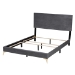 Baxton Studio Abberton Modern and Contemporary Grey Velvet and Gold Metal Queen Size Panel Bed - BSOAbberton-Grey Velvet-Queen