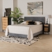 Baxton Studio Abberton Modern and Contemporary Grey Velvet and Gold Metal Queen Size Panel Bed - BSOAbberton-Grey Velvet-Queen