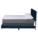 Baxton Studio Abberton Modern and Contemporary Navy Blue Velvet and Gold Metal Queen Size Panel Bed - BSOAbberton-Navy Blue Velvet-Queen