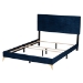 Baxton Studio Abberton Modern and Contemporary Navy Blue Velvet and Gold Metal Queen Size Panel Bed - BSOAbberton-Navy Blue Velvet-Queen