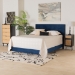 Baxton Studio Abberton Modern and Contemporary Navy Blue Velvet and Gold Metal Queen Size Panel Bed - BSOAbberton-Navy Blue Velvet-Queen