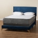 Baxton Studio Abberton Modern and Contemporary Navy Blue Velvet and Gold Metal Queen Size Panel Bed - BSOAbberton-Navy Blue Velvet-Queen