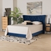 Baxton Studio Easton Contemporary Glam and Luxe Navy Blue Velvet and Gold Metal Queen Size Panel Bed - BSOEaston-Navy Blue Velvet-Queen