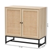 Baxton Studio Caterina Mid-Century Modern Transitional Natural Brown Finished Wood and Natural Rattan 2-Door Storage Cabinet - BSOWES-004-Natural/Black-Cabinet