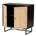 Baxton Studio Declan Mid-Century Modern Espresso Brown Finished Wood and Natural Rattan 2-Door Storage Cabinet - BSOLCF20009-Rattan-Storage Cabinet
