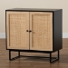 Baxton Studio Declan Mid-Century Modern Espresso Brown Finished Wood and Natural Rattan 2-Door Storage Cabinet - BSOLCF20009-Rattan-Storage Cabinet