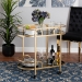 Baxton Studio Leighton Contemporary Glam and Luxe Gold Metal and Tempered Glass 2-Tier Wine Cart - BSOJY21A019-Gold-Cart