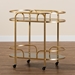 Baxton Studio Leighton Contemporary Glam and Luxe Gold Metal and Tempered Glass 2-Tier Wine Cart - BSOJY21A019-Gold-Cart