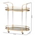 Baxton Studio Nakano Contemporary Glam and Luxe Gold Metal and Mirrored Glass 2-Tier Wine Cart - BSOJY21A021-Gold-Cart