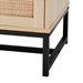 Baxton Studio Caterina Mid-Century Modern Transitional Natural Brown Finished Wood and Natural Rattan 1-Door End Table with Pull-Out Shelf - BSOWES-005-Natural/Black-ET