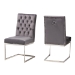 Baxton Studio Sherine Contemporary Glam and Luxe Grey Velvet Fabric and Silver Metal 2-Piece Dining Chair Set