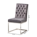 Baxton Studio Sherine Contemporary Glam and Luxe Grey Velvet Fabric and Silver Metal 2-Piece Dining Chair Set - BSO3504-Grey Velvet-DC