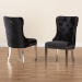 Baxton Studio Honora Contemporary Glam and Luxe Black Velvet Fabric and Silver Metal 2-Piece Dining Chair Set - BSOF459-Black Velvet-DC