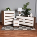 Baxton Studio Calypso Mid-Century Modern Two-Tone White and Walnut Brown Finished Wood 3-Piece Storage Set - BSOCalypso-Walnut/White-3PC Storage Set