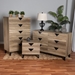 Baxton Studio Wales Modern and Contemporary Two-Tone Black and Light Brown Finished Wood 3-Piece Storage Set - BSOWales-Light Brown-3PC Storage Set