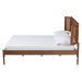 Baxton Studio Eridian Mid-Century Modern Walnut Brown Finished Wood and Natural Rattan Queen Size Platform Bed - BSOMG0070-Walnut Rattan-Queen