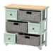 Baxton Studio Valtina Modern and Contemporary Two-Tone Oak Brown and Mint Green Finished Wood 3-Drawer Storage Unit with Baskets - BSOFZC20119-Cabinet