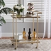 Baxton Studio Louise Contemporary Glam and Luxe Gold Metal and White Marble 2-Tier Wine Cart - BSOH01-98877-Gold/White Marble-Cart