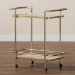 Baxton Studio Louise Contemporary Glam and Luxe Gold Metal and White Marble 2-Tier Wine Cart - BSOH01-98877-Gold/White Marble-Cart